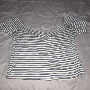 Off the shoulder stripped crop top